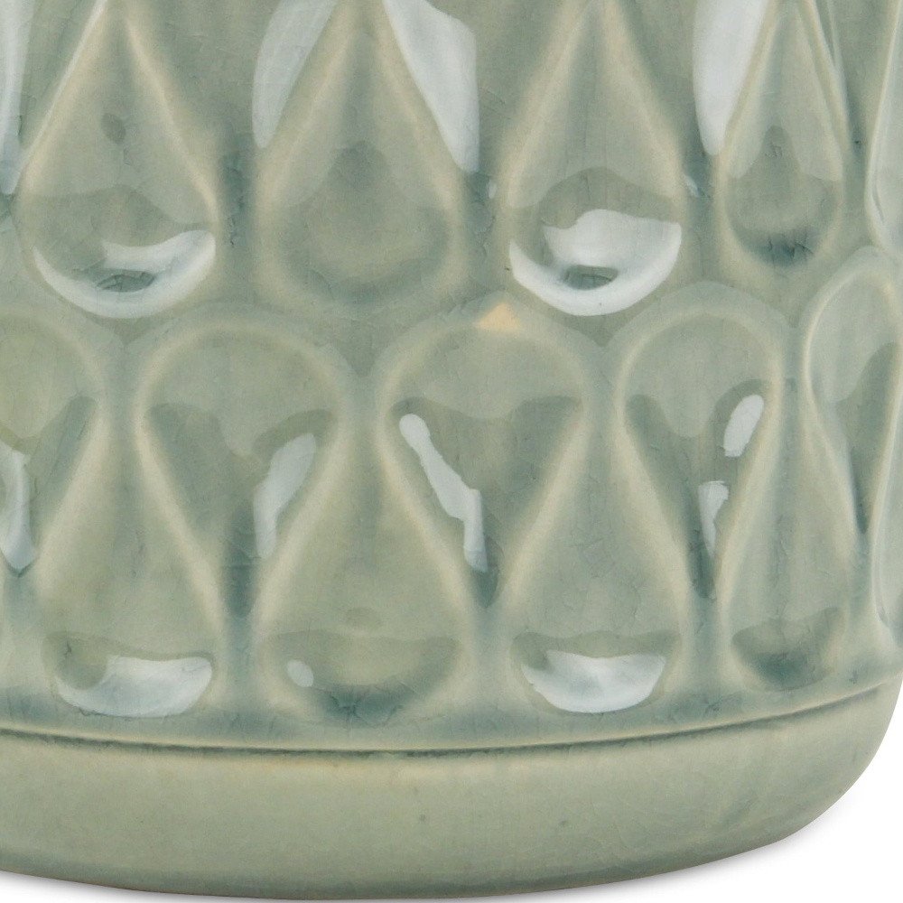 7" Green Geometric Ceramic Indoor Outdoor Round Pot Planter HomeRoots