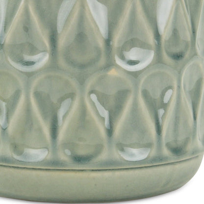 7" Green Geometric Ceramic Indoor Outdoor Round Pot Planter HomeRoots