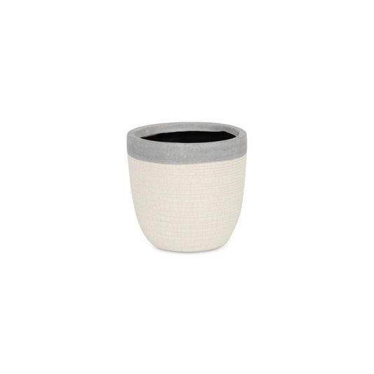 Gray And Ivory Ceramic 41 Ounce Crackle Round Distressed Pot Planter HomeRoots