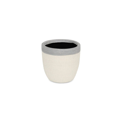 Gray And Ivory Ceramic 41 Ounce Crackle Round Distressed Pot Planter HomeRoots
