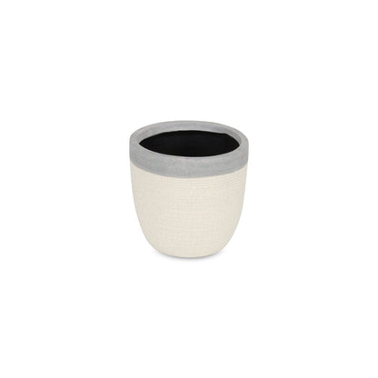 Gray And Ivory Ceramic 41 Ounce Crackle Round Distressed Pot Planter HomeRoots