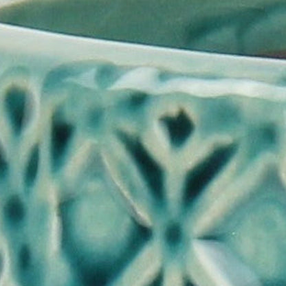 6" Turquoise Geometric Ceramic Indoor Outdoor Round Pot Planter HomeRoots