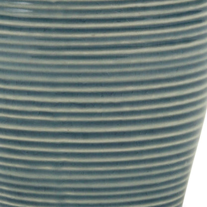 Blue Ceramic 22 Ounce Striped Round Distressed Pot Planter HomeRoots