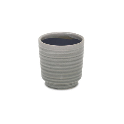 Gray Ceramic 19 Ounce Striped Round Distressed Pot Planter HomeRoots