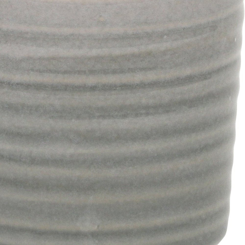 Gray Ceramic 19 Ounce Striped Round Distressed Pot Planter HomeRoots