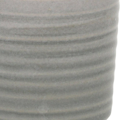 Gray Ceramic 19 Ounce Striped Round Distressed Pot Planter HomeRoots