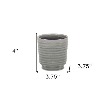 Gray Ceramic 19 Ounce Striped Round Distressed Pot Planter HomeRoots