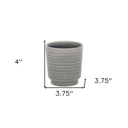 Gray Ceramic 19 Ounce Striped Round Distressed Pot Planter HomeRoots