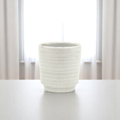 White Ceramic 15 Ounce Round Distressed Pot Planter HomeRoots