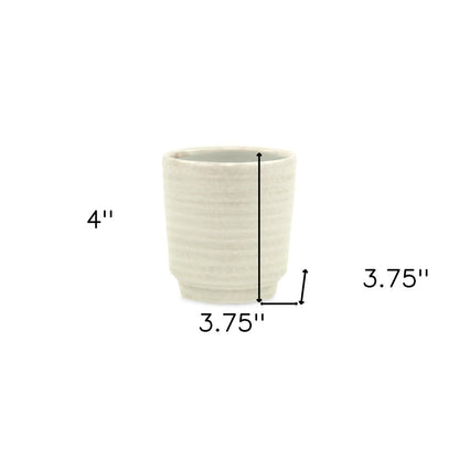 White Ceramic 15 Ounce Round Distressed Pot Planter