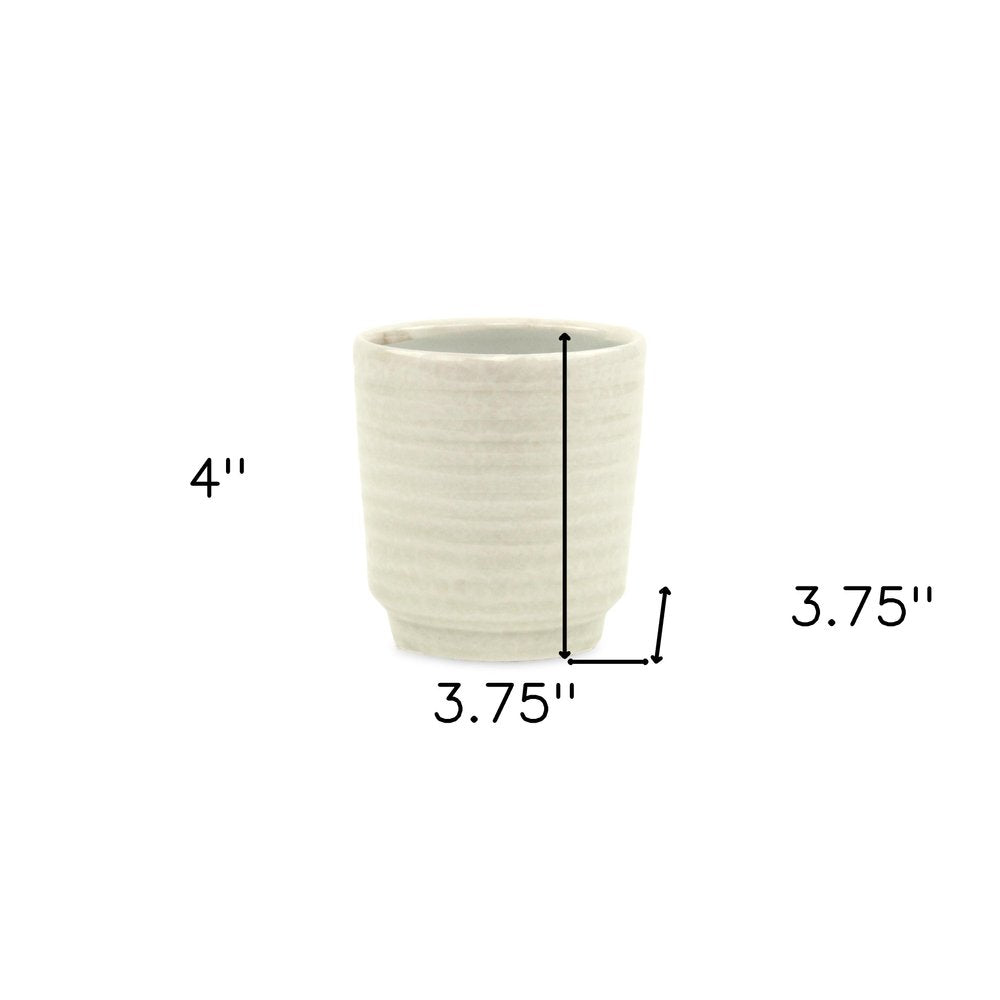 White Ceramic 15 Ounce Round Distressed Pot Planter HomeRoots