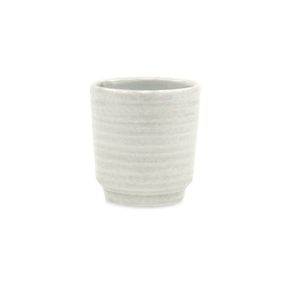White Ceramic 15 Ounce Round Distressed Pot Planter