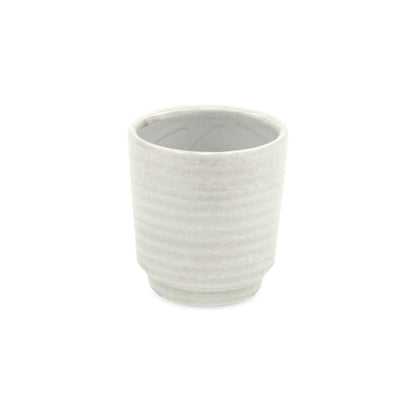 White Ceramic 15 Ounce Round Distressed Pot Planter HomeRoots