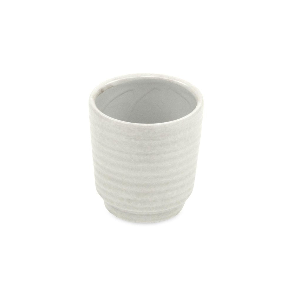 White Ceramic 15 Ounce Round Distressed Pot Planter HomeRoots