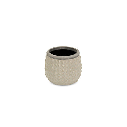 Beige And Gray Ceramic 12 Ounce Dotted Round Distressed Pot Planter HomeRoots