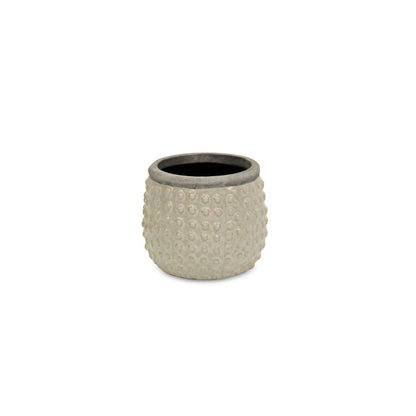 Beige And Gray Ceramic 12 Ounce Dotted Round Distressed Pot Planter HomeRoots