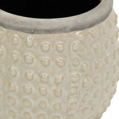 Beige And Gray Ceramic 12 Ounce Dotted Round Distressed Pot Planter HomeRoots