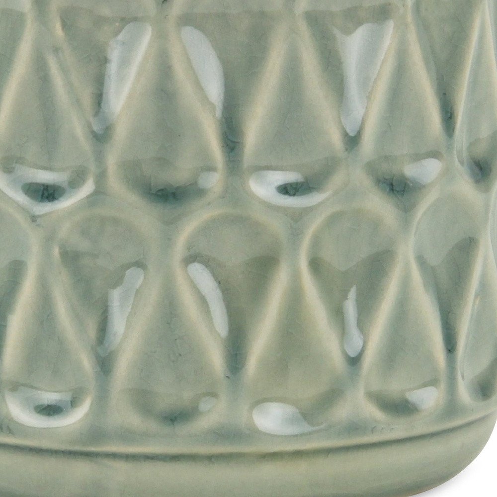 Green Ceramic 10 Ounce Geometric Round Distressed Pot Planter HomeRoots