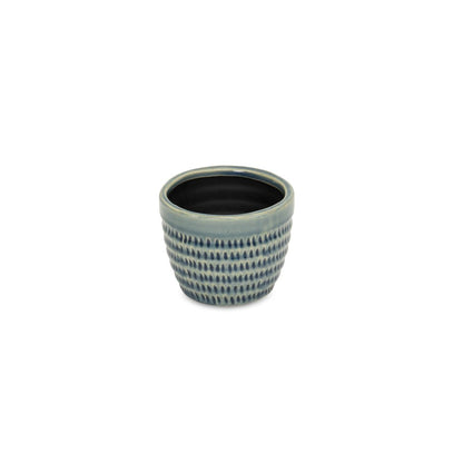 Blue Ceramic 7 Ounce Dotted Round Distressed Pot Planter HomeRoots