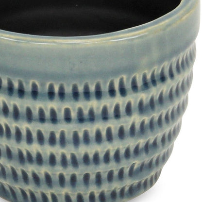 Blue Ceramic 7 Ounce Dotted Round Distressed Pot Planter HomeRoots