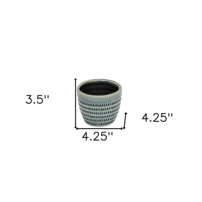 Blue Ceramic 7 Ounce Dotted Round Distressed Pot Planter HomeRoots