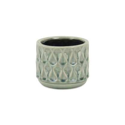 Green Ceramic 22 Ounce Geometric Round Distressed Pot Planter HomeRoots