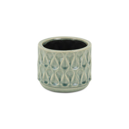 Green Ceramic 22 Ounce Geometric Round Distressed Pot Planter HomeRoots