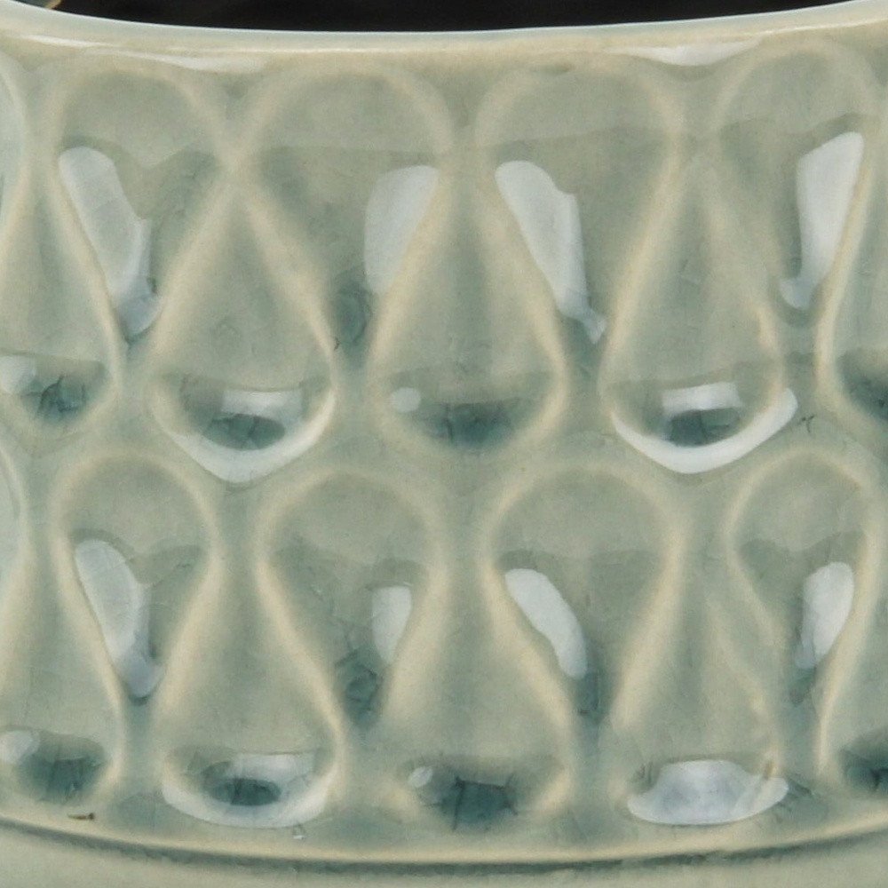 Green Ceramic 22 Ounce Geometric Round Distressed Pot Planter HomeRoots