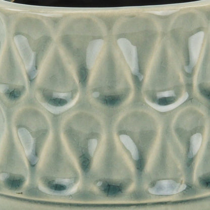 Green Ceramic 22 Ounce Geometric Round Distressed Pot Planter HomeRoots