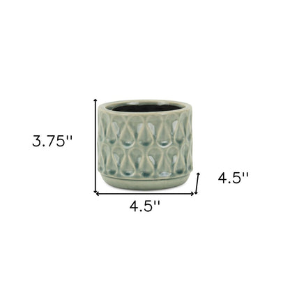 Green Ceramic 22 Ounce Geometric Round Distressed Pot Planter HomeRoots