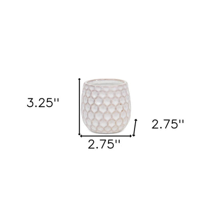 White Ceramic 5 Ounce Geometric Round Distressed Pot Planter HomeRoots