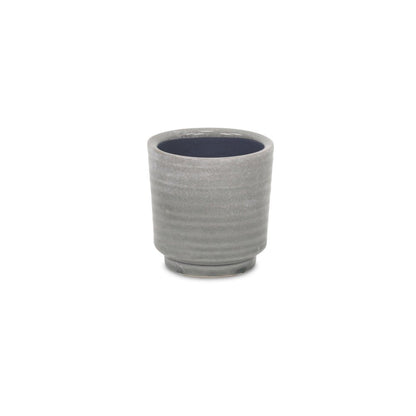 Gray Ceramic 5 Ounce Striped Round Distressed Pot Planter HomeRoots