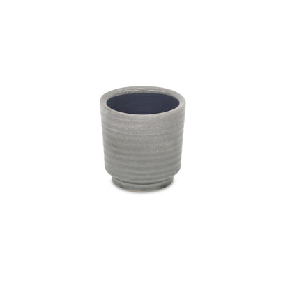 Gray Ceramic 5 Ounce Striped Round Distressed Pot Planter HomeRoots