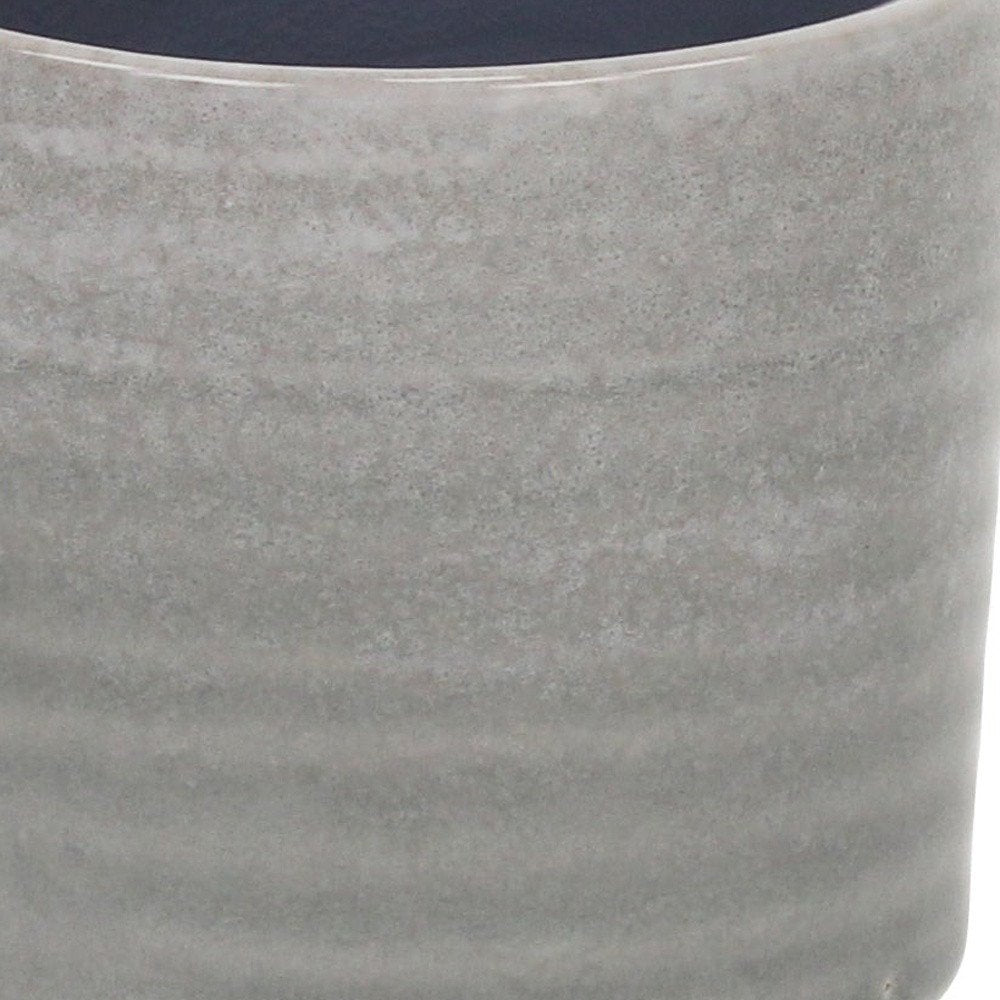Gray Ceramic 5 Ounce Striped Round Distressed Pot Planter HomeRoots