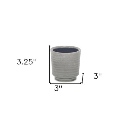 Gray Ceramic 5 Ounce Striped Round Distressed Pot Planter HomeRoots