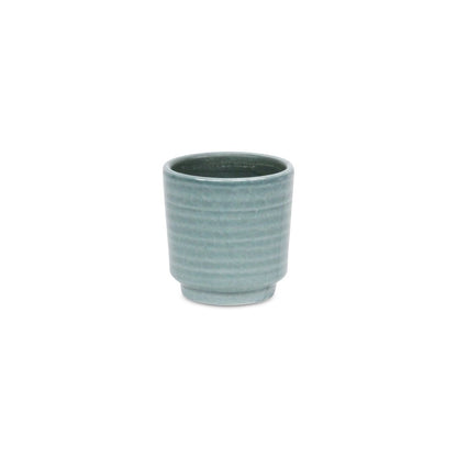 Green Ceramic 6 Ounce Striped Round Distressed Pot Planter HomeRoots