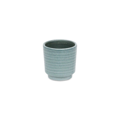 Green Ceramic 6 Ounce Striped Round Distressed Pot Planter HomeRoots