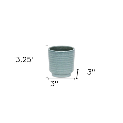 Green Ceramic 6 Ounce Striped Round Distressed Pot Planter HomeRoots