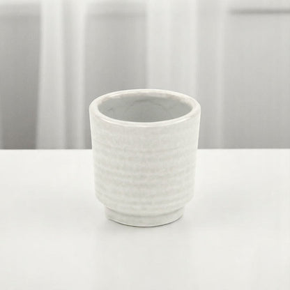 White Ceramic 6 Ounce Round Distressed Pot Planter HomeRoots