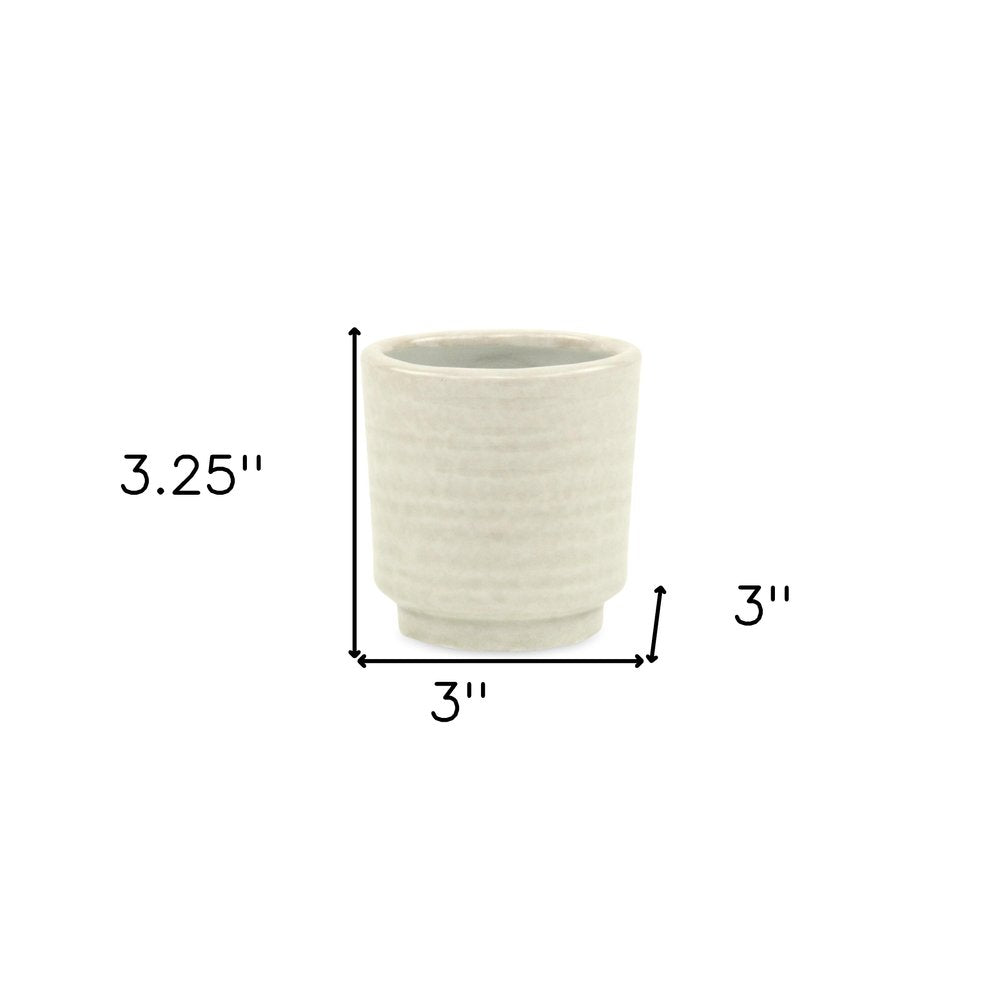 White Ceramic 6 Ounce Round Distressed Pot Planter HomeRoots