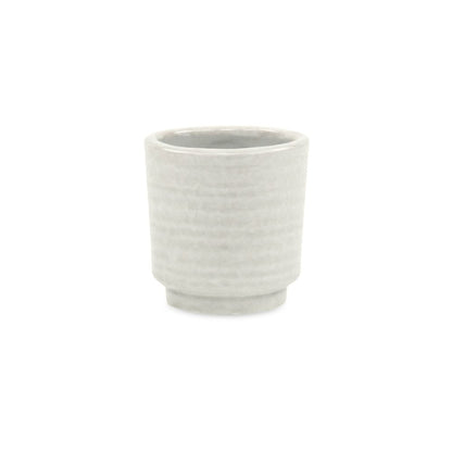 White Ceramic 6 Ounce Round Distressed Pot Planter