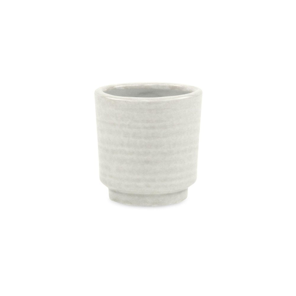 White Ceramic 6 Ounce Round Distressed Pot Planter HomeRoots