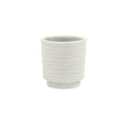 White Ceramic 6 Ounce Round Distressed Pot Planter HomeRoots