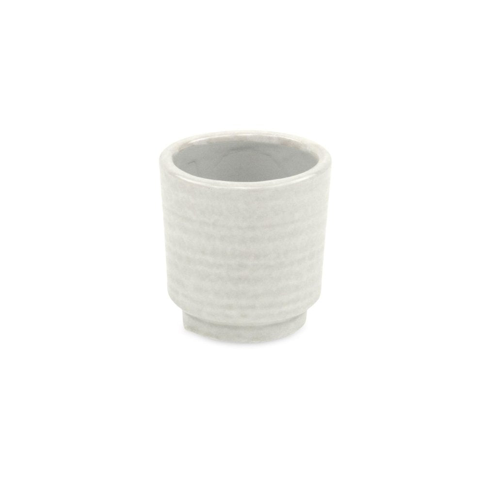White Ceramic 6 Ounce Round Distressed Pot Planter HomeRoots