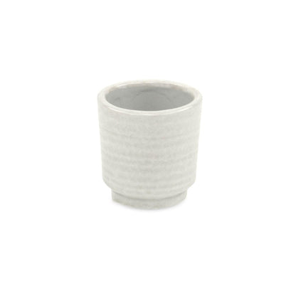 White Ceramic 6 Ounce Round Distressed Pot Planter HomeRoots