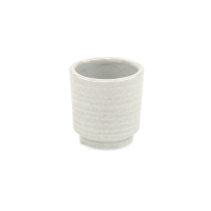White Ceramic 6 Ounce Round Distressed Pot Planter