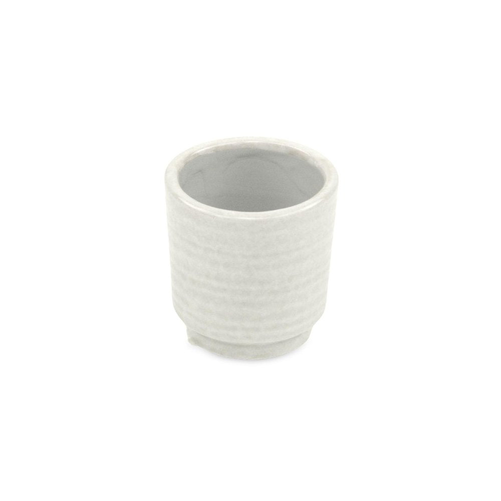White Ceramic 6 Ounce Round Distressed Pot Planter HomeRoots