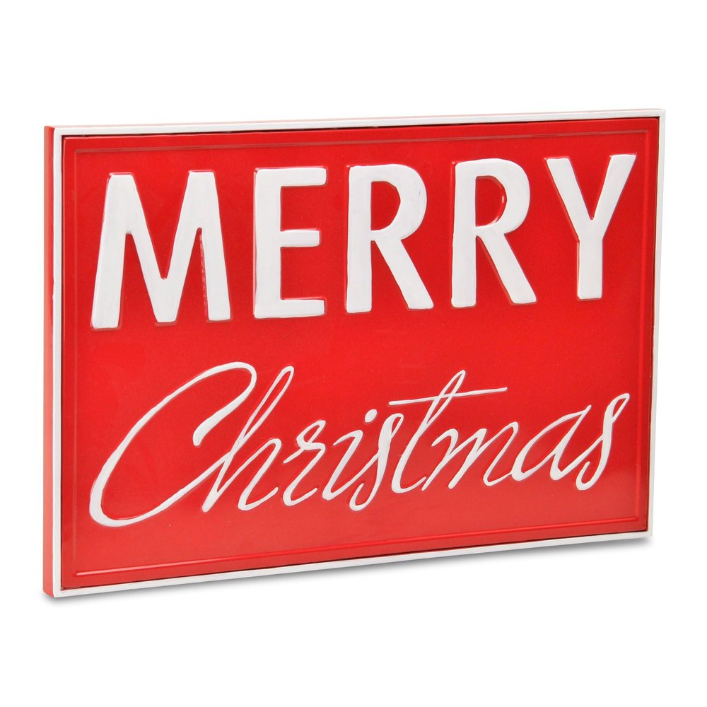 12" X 19" Red and White Handcrafted Merry Christmas Metal Wall Decor — view 2