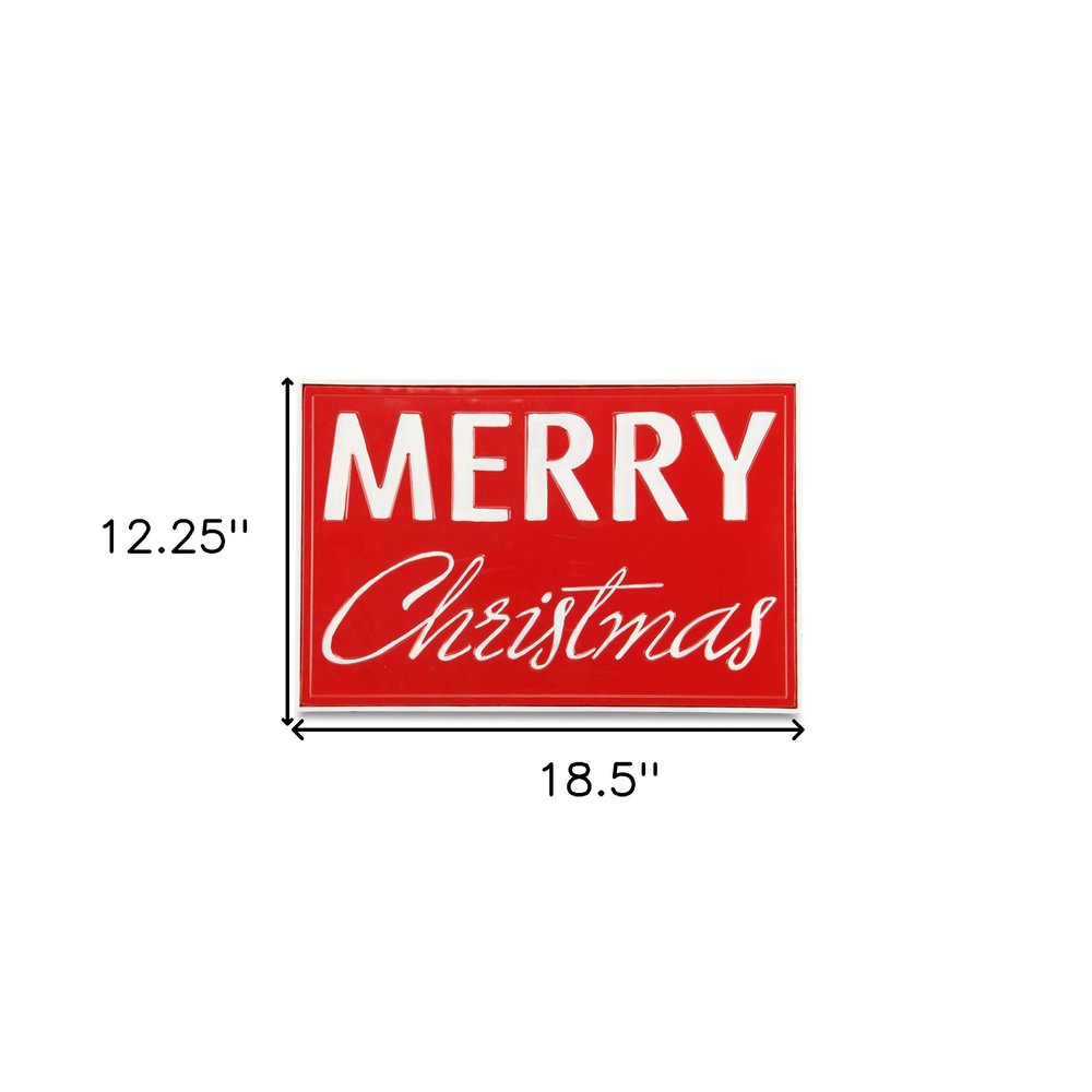 12" X 19" Red and White Handcrafted Merry Christmas Metal Wall Decor — view 4