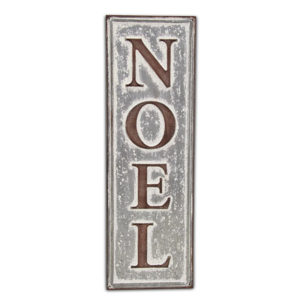 19" X 6" Gray and Brown Christmas Handcrafted Noel Metal Wall Decor — view 1